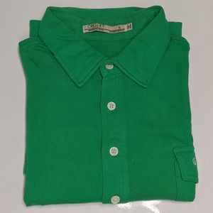 Criquet Button Polo - Men's Short Sleeved Pocket Shirt - Kelly Green - L